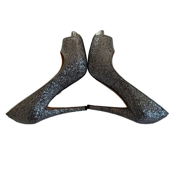 Badgley Mischa Shoes Women's Silver Glitter Open Toe Heels Sz 5 - Picture 4 of 8